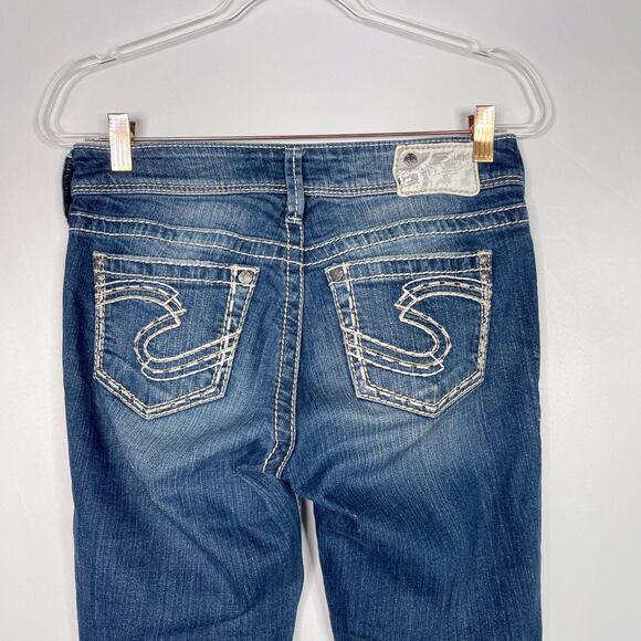 Silver Womens 27 Inseam 30 Suki Mid Rise Bootcut Jeans Medium Wash Cotton - Picture 5 of 9